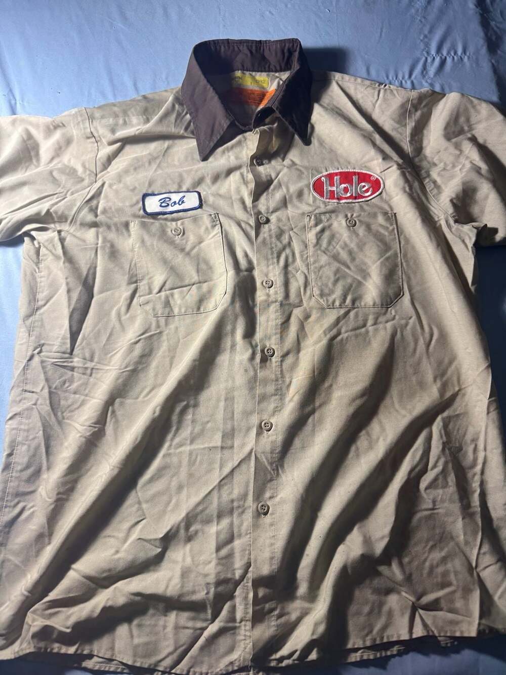 Unifirst Work Shirt Size XL-SS Bob Hole Tan Brown